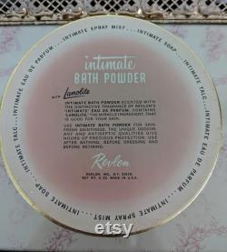 NOS Vintage Revlon Intimate Bath Powder With Lanolite Puff, Sealed Powder Unused, Original Pamphlet Powder Box Vintage Cosmetics 1950s