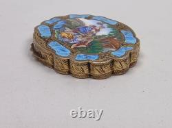 Never Used Vintage Gold Washed 800 Silver & Enamel Powder Compact Italian RARE Never Used Vintage Gold Washed 800 Silver & Enamel Powder Compact Italian RARE