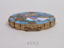 Never Used Vintage Gold Washed 800 Silver & Enamel Powder Compact Italian RARE Never Used Vintage Gold Washed 800 Silver & Enamel Powder Compact Italian RARE