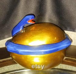 Niki de Saint Phalle Rare Porcelain Egg La Poudre D'Or Enameled Blue Serpent