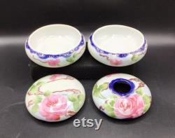 Nippon Dresser Set Powder Jar and Hair Receiver