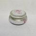 Nippon Hand-Painted Porcelain Green with Rose Pattern Powder Box or Trinket Dish