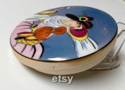 Noritake Covered Powder Dish Jar Art Deco Lady Woman Porcelain