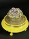 Old German Elfinware Gold Filigree & Flower Yellow Dresser Powder Box