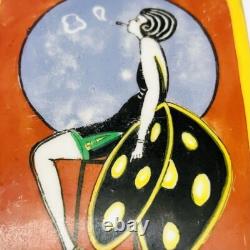 Old NORITAKE Deco Lady Hand Painted Pottery Powder Box H 3.5 x W 2.7 x D 1.3 in