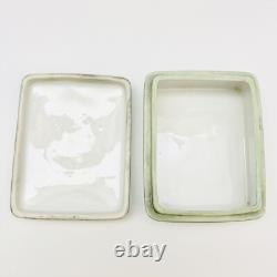 Old NORITAKE Deco Lady Hand Painted Pottery Powder Box H 3.5 x W 2.7 x D 1.3 in