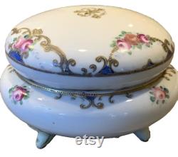 Old Nippon Morimura Japan Vanity Dresser Trinket Powder Jar Lid Hand Painted