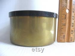 Oneida Brass Powder Tin, Round Box with Resin Inlaid Lid, Bird and Flower Motif, Vintage Dresser Toilet Set, Retro Vanity Pot Made in USA