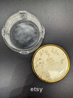 Opulent Charm Vintage Art Deco Dresser Powder Jar with Encased Fabric Lid