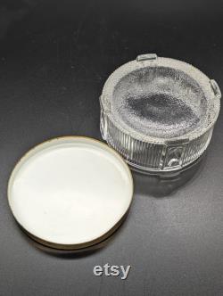 Opulent Charm Vintage Art Deco Dresser Powder Jar with Encased Fabric Lid