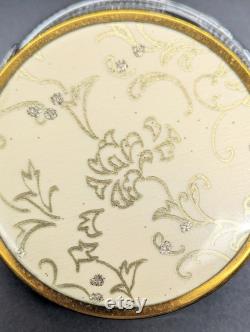 Opulent Charm Vintage Art Deco Dresser Powder Jar with Encased Fabric Lid