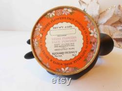 Original 1930s Powder Box from Richard Hudnut New York Paris, Three Flowers Face Powder, Vanity Accessory