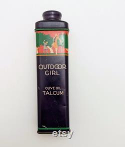 Outdoor Girl Olive Oil Talcum Tin, Collectable, Beauty, Vanity Decor, Vintage Beauty, Powder, Decor, Bathroom