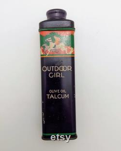 Outdoor Girl Olive Oil Talcum Tin, Collectable, Beauty, Vanity Decor, Vintage Beauty, Powder, Decor, Bathroom