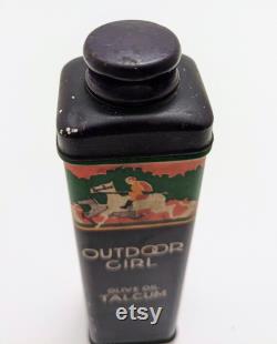 Outdoor Girl Olive Oil Talcum Tin, Collectable, Beauty, Vanity Decor, Vintage Beauty, Powder, Decor, Bathroom
