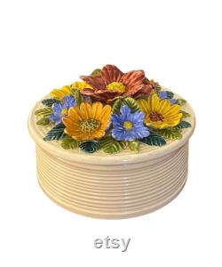Ovington s New York Porcelain Flower Powder Jar, Capodimonte Style, Made in Italy