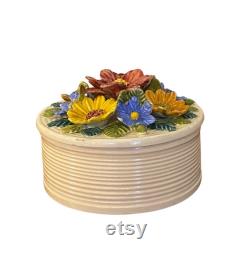 Ovington s New York Porcelain Flower Powder Jar, Capodimonte Style, Made in Italy