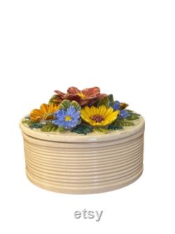 Ovington s New York Porcelain Flower Powder Jar, Capodimonte Style, Made in Italy