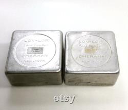 Pair of Vintage Aluminum LOV-LOR Face Powder Boxes, Designed by Rene Lalique in 1944 for Cheramy New York