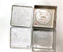Pair of Vintage Aluminum LOV-LOR Face Powder Boxes, Designed by Rene Lalique in 1944 for Cheramy New York