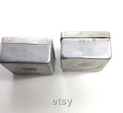 Pair of Vintage Aluminum LOV-LOR Face Powder Boxes, Designed by Rene Lalique in 1944 for Cheramy New York