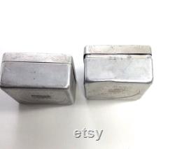 Pair of Vintage Aluminum LOV-LOR Face Powder Boxes, Designed by Rene Lalique in 1944 for Cheramy New York