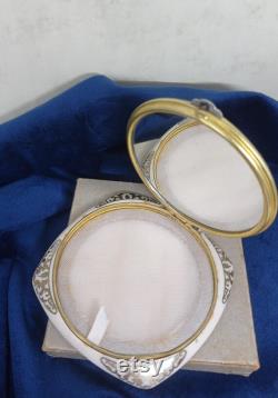 Paris, France Compact Mirror and Powder. Coat of Arms Motif c1950's Presented in a gift box. Celluloid.