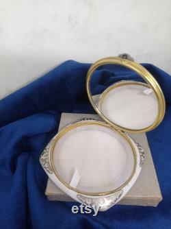Paris, France Compact Mirror and Powder. Coat of Arms Motif c1950's Presented in a gift box. Celluloid.