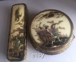 Part set Chinese powder pot and clothes brush (unused). Very pretty.