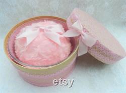 Pink Boudoir Powder Puff and Powder Bowl Gift Set. Soft and Fluffy Faux Fur and Oversized Bow. Gift for Her. Pamper Gift.