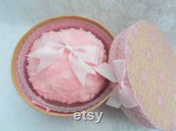 Pink Boudoir Powder Puff and Powder Bowl Gift Set. Soft and Fluffy Faux Fur and Oversized Bow. Gift for Her. Pamper Gift.