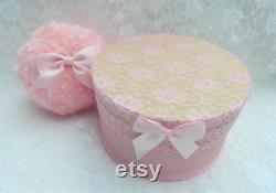 Pink Boudoir Powder Puff and Powder Bowl Gift Set. Soft and Fluffy Faux Fur and Oversized Bow. Gift for Her. Pamper Gift.