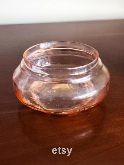 Pink Glass Powder Jar with Pocket Purse Mirror Lid, Made in Germany
