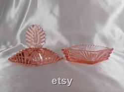 Pink Glass Vanity Jar Powder Jar with Lid 23455