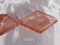 Pink Glass Vanity Jar Powder Jar with Lid 23455