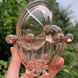 Pink Pressed Glass Powder Jar, Libochovice of Czechoslovakia, 1940's, Immaculate Condition, 2 Sizes Available 4.5 x 4.5 or 3.75 x 3.75