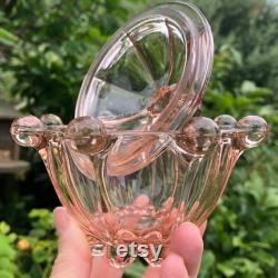 Pink Pressed Glass Powder Jar, Libochovice of Czechoslovakia, 1940's, Immaculate Condition, 2 Sizes Available 4.5 x 4.5 or 3.75 x 3.75