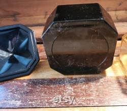 Pink or Black Powder Box Glass New Martinsville Glass Vintage