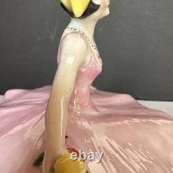 Porcelain Lady Powder Box 1920 Holding A Powder Puff Germany 5 1/2