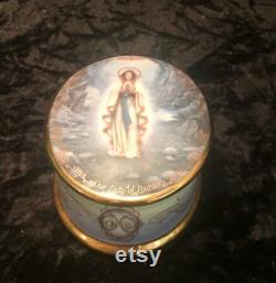 Porcelain Our Lady of Lourdes by Hector Garrido First Issue Music Jewelry Dresser Box Hand Painted