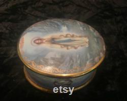 Porcelain Our Lady of Lourdes by Hector Garrido First Issue Music Jewelry Dresser Box Hand Painted