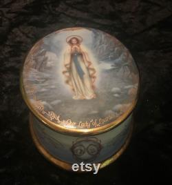 Porcelain Our Lady of Lourdes by Hector Garrido First Issue Music Jewelry Dresser Box Hand Painted