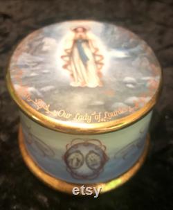 Porcelain Our Lady of Lourdes by Hector Garrido First Issue Music Jewelry Dresser Box Hand Painted