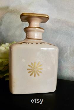 Porcelain Vanity Jar Bath Salts Container Bathroom Decor Soft Pink With Colorful Floral And Gold Design Hand Painted