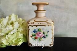 Porcelain Vanity Jar Bath Salts Container Bathroom Decor Soft Pink With Colorful Floral And Gold Design Hand Painted