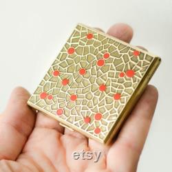 Powder Box POLKA DOT, Makeup Mirror Compact, Pill Case Vintage