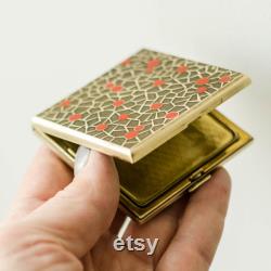 Powder Box POLKA DOT, Makeup Mirror Compact, Pill Case Vintage