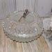 Powder Box Round Crystal, Crystal, Crystal Glass, Puff, HAS DAMAGE Dresser Decor, Bathroom Decor, Vintage Home Decor, Daysgonebytreasures y