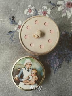 Powder Box, Vintage Pears White Precipitated Fuller's Earth, Baby Talc, Completely Un-used, Great Condition, Gorgeous Illustration 1930s