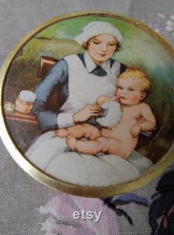Powder Box, Vintage Pears White Precipitated Fuller's Earth, Baby Talc, Completely Un-used, Great Condition, Gorgeous Illustration 1930s